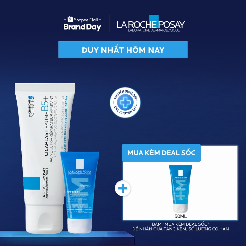 [FS] Bộ đôi dưỡng ẩm phục hồi Cicaplast Baume B5+ 40ml & sữa rửa mặt làm sạch La Roche-Posay 15ml