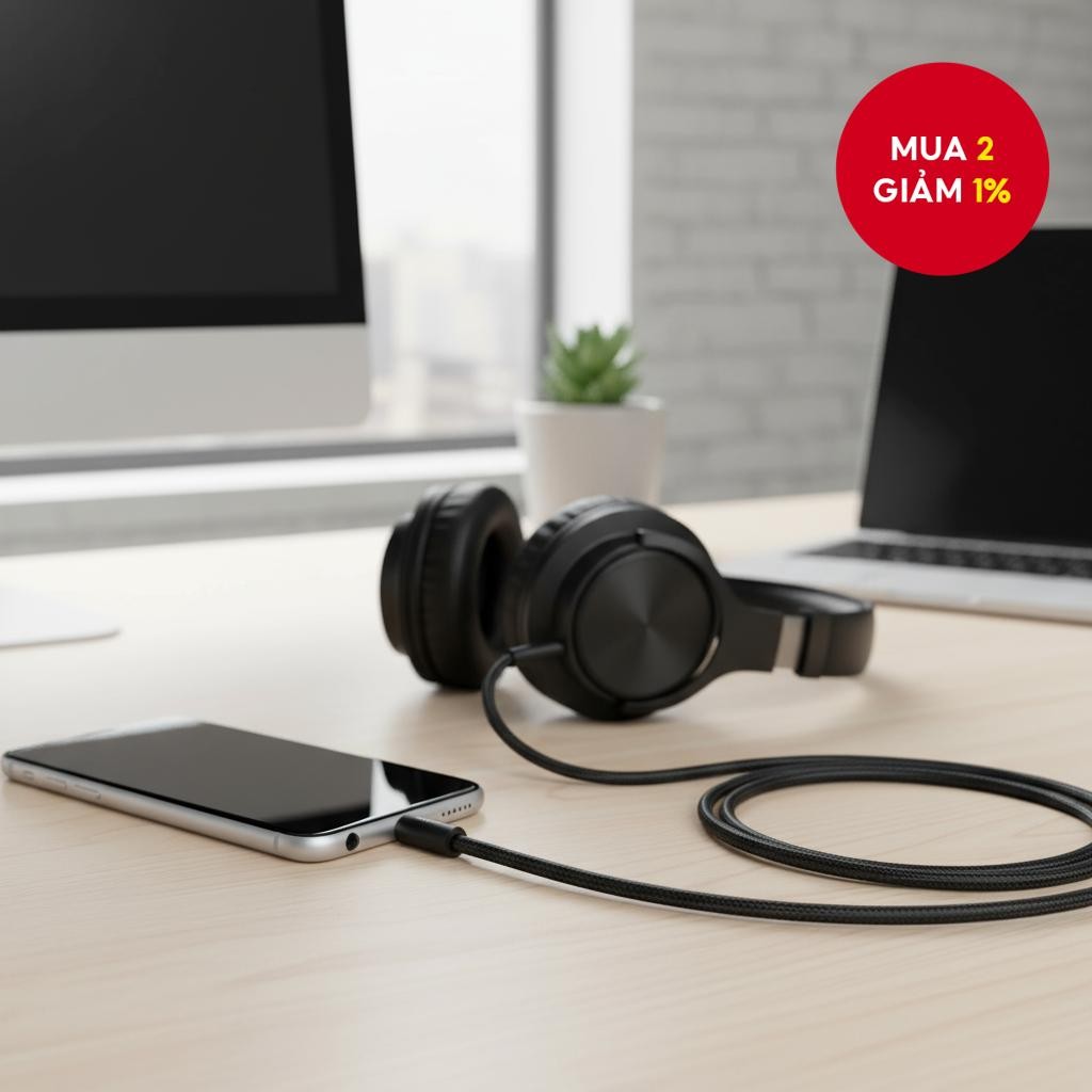 Cáp nối dài âm thanh Vention Aux Jack đực sang cái 3.5mm cho Mic Mp3 Mp4 Player Tablet