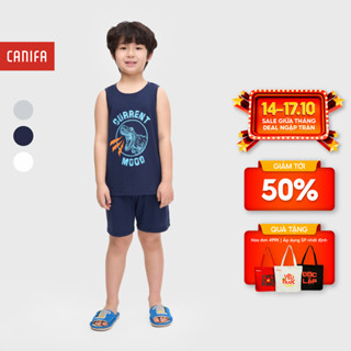 Bộ mặc nhà bé trai CANIFA áo ba lỗ quần đùi có hình in 2LS25S001