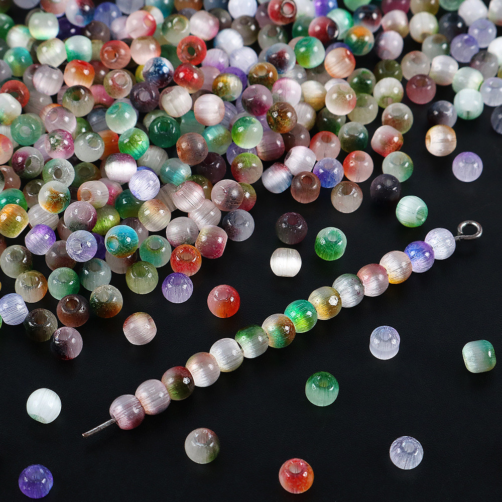 Hạt Thủy Tinh Mắt Mèo Hai Màu 4mm cho Vòng Tay và Trang Sức DIY