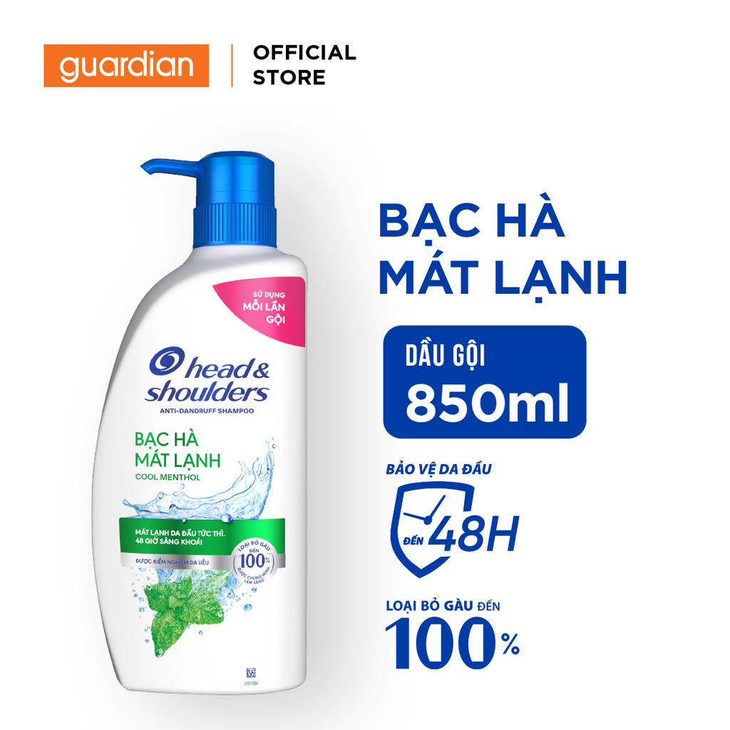 Dầu Gội Hỗ Trợ Sạch Gàu Head & Shoulders Cool Methol Bạc Hà Mát Lạnh 850Gr