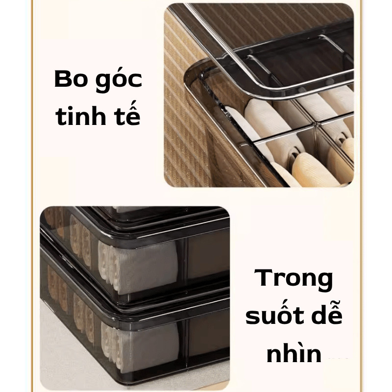Hộp đựng đồ lót tất vớ trong suốt  chia ngăn TOAM có nắp đậy chống bụi sắp xếp gọn | BigBuy360 - bigbuy360.vn