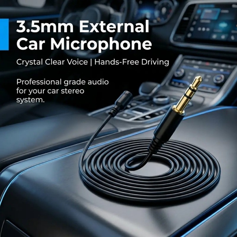QUU Head Unit Speech Input Pickup 3 5mm External Car Voice Unit với cáp 3 mét để điều hướng gọi hàng
