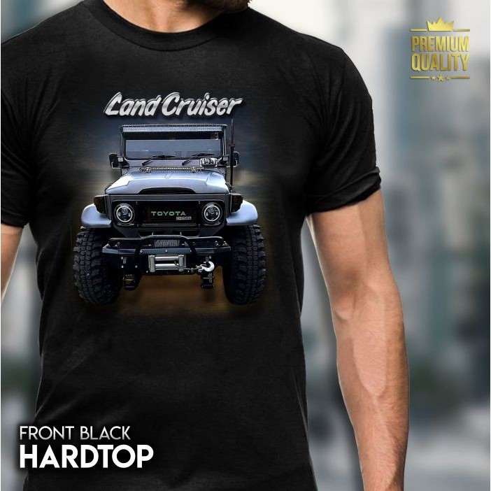 Áo thun ô tô Toyota Hardtop Land Cruiser Fj40 Áo thun cộng đồng ô tô Mặt trước màu đen Hardtop