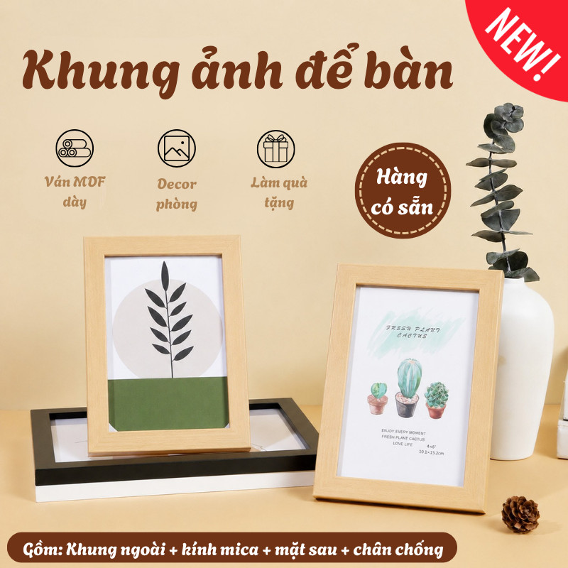 Khung Ảnh MDF LILY'S DECOR Mặt Kính Chống Bụi Để Bàn Treo Tường Lưu Giữ Kỷ Niệm Gia Đình Đẹp