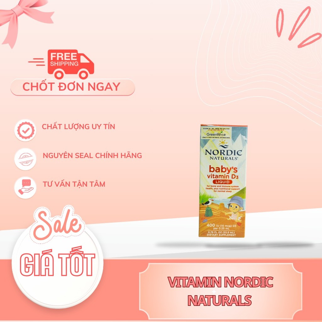 [NHẬP KHẨU] Thực phẩm bảo vệ sức khoẻ Nordic Naturals Baby’s vitamin D3 - D3 thuần - Beehouse