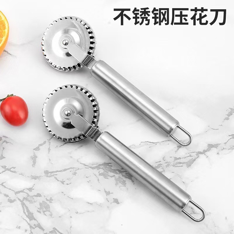 Preferred#Stainless Steel Roller Embossing Knife Kitchen Baking Tool Embossing Knife Pizza Texture L