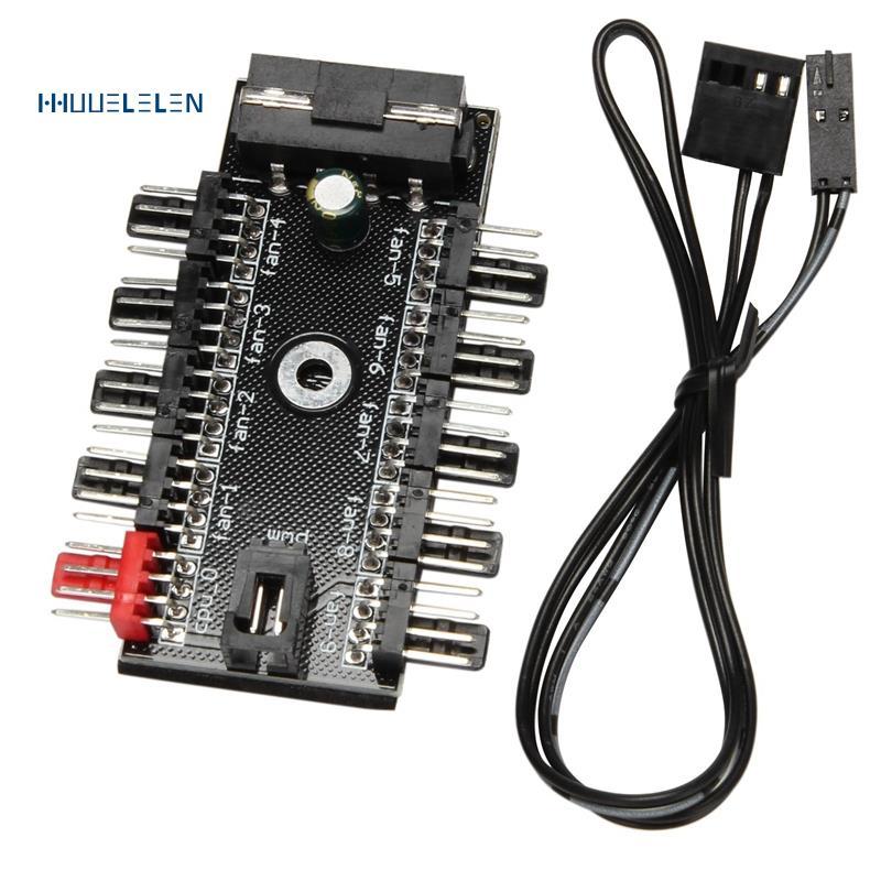 10 Cổng PC Khung Quạt Hub CPU Làm Mát HUB 12V 4 Pin Quạt Bộ Điều Khiển Hub