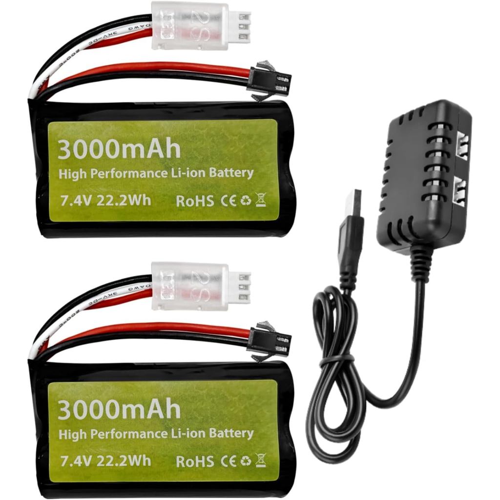 Nhảy biển 2 Chiếc 7.4V 3000mah 15C 2S SM-2P Cắm Pin Li-ion Với Bộ Sạc 2 Trong 1 Cho H105 H103 H101 R
