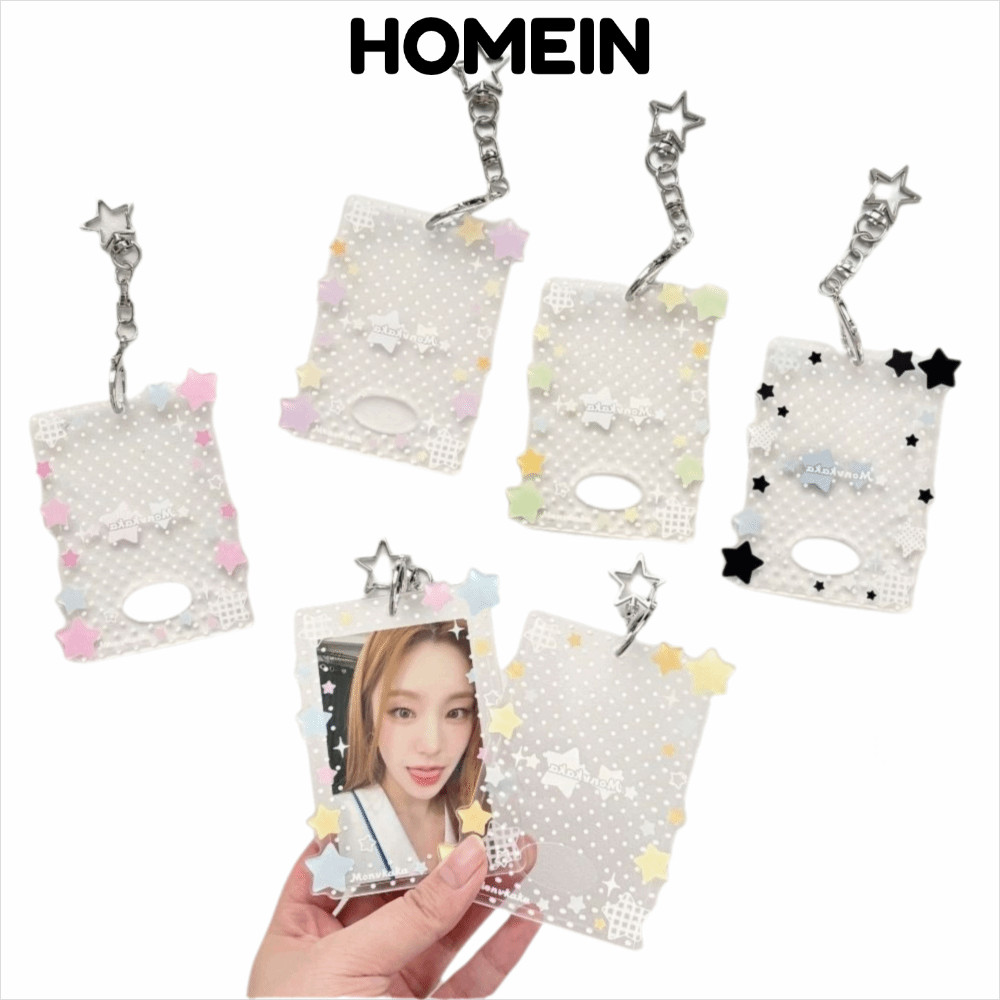 HOMEIN Idol Photo Holder, Acrylic Shining Stars Kpop Photo Card Holder Móc khóa, Mặt dây chuyền túi 