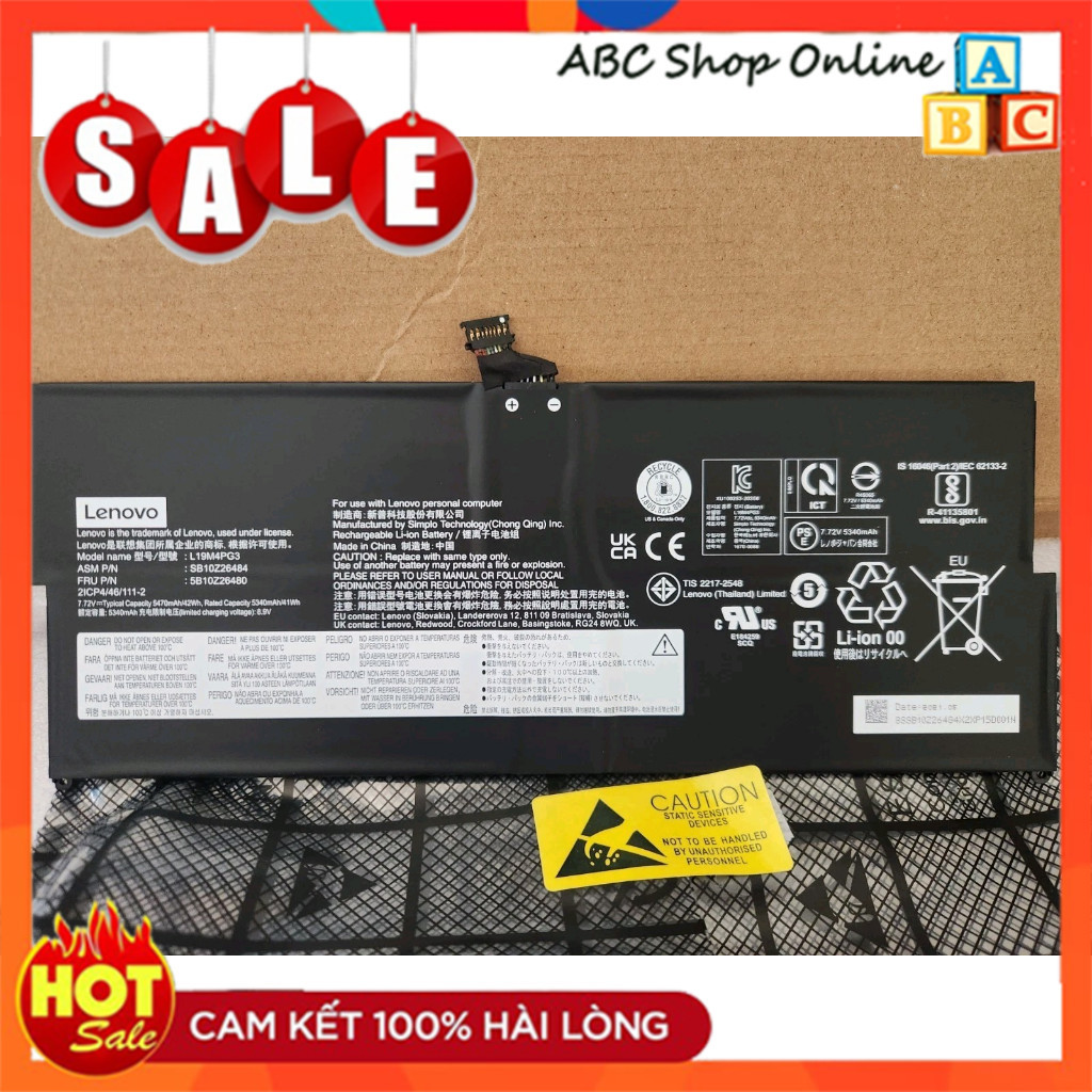 Pin Laptop Lenovo ThinkPad X12 Detachable Gen 1 L19C4PG3 L19D4PG3 L19M4PG3 L19C4PG4 L19M4PG4