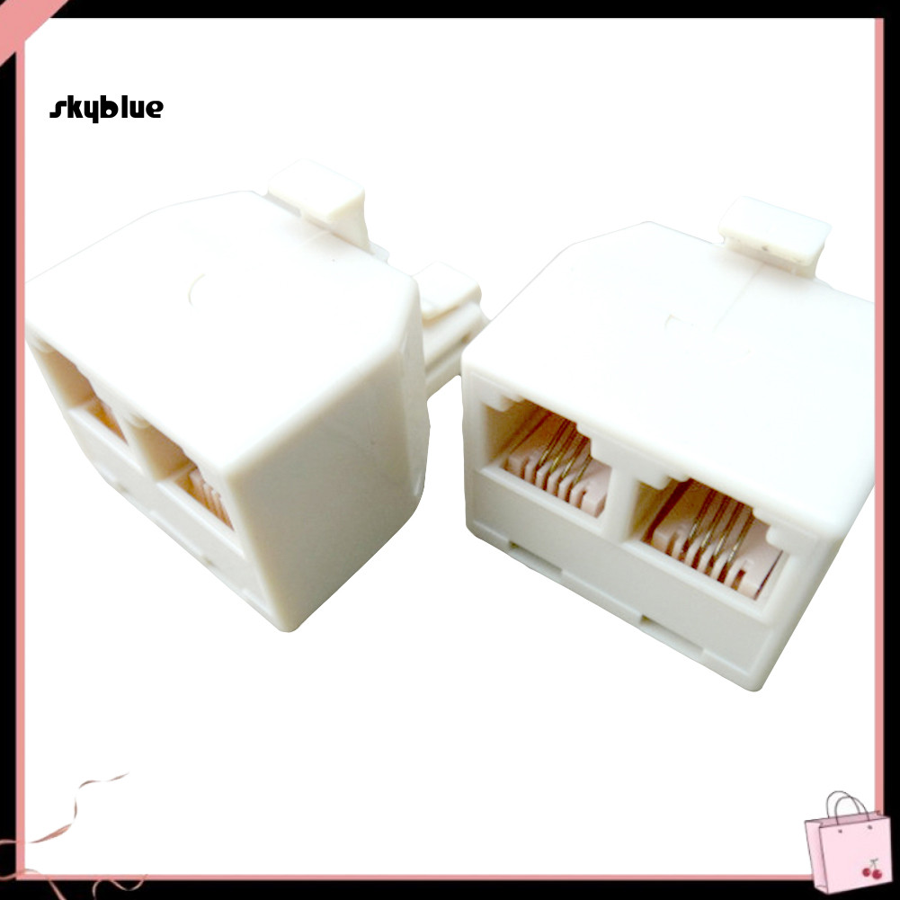 [Sy] 2 Cách 6P4C Ổ cắm điện thoại Jack Line Splitter Adapter Connector Separator