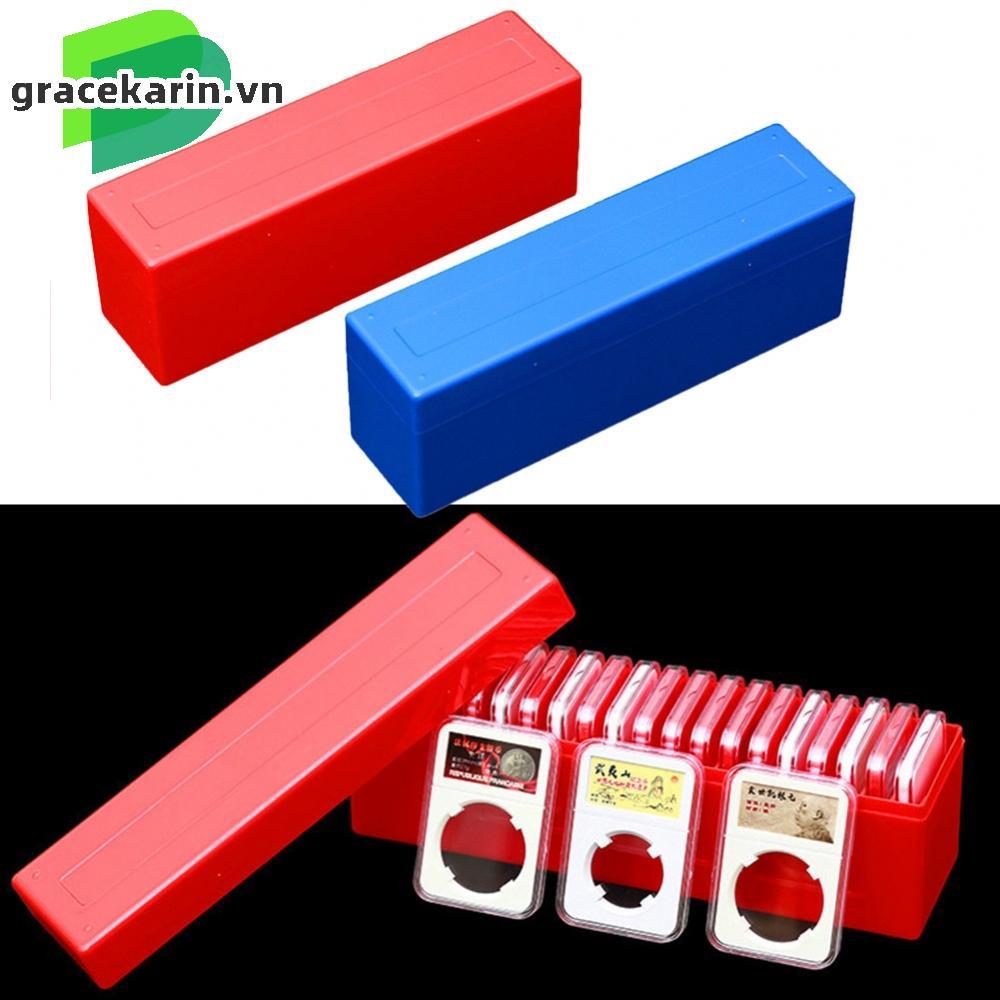 [GRCEKRIN-VN]Storage Box Collection Plastic 265*92*70mm Case Display Red/Blue 20 Coin