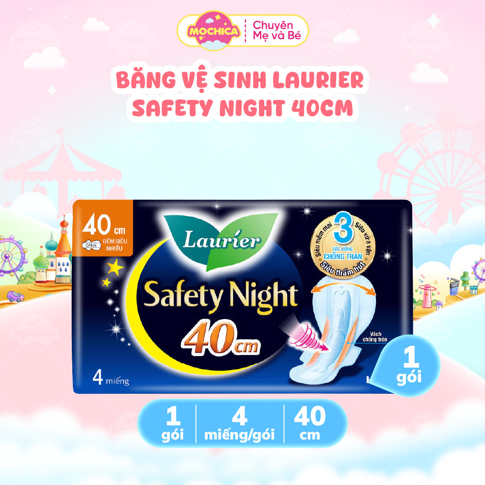 Băng vệ sinh Laurier Safety Night Đêm Siêu An Toàn 40cm 4 miếng-Mochica