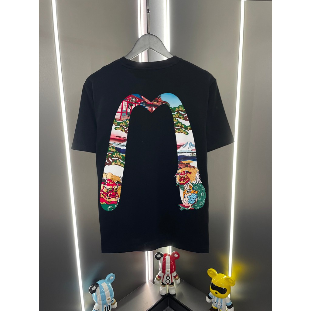 2026Evisu tee / Áo thun Evisu In Áo thun nam nữ Áo thun cổ tròn ngắn tay Áo thun thể thao Áo thun đá
