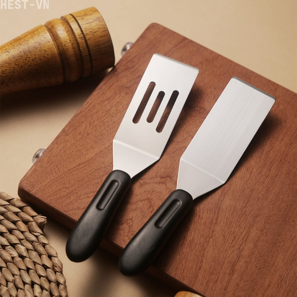 Stainless Steel Spatula Set Black Finish Sturdy Stainless Steel Construction