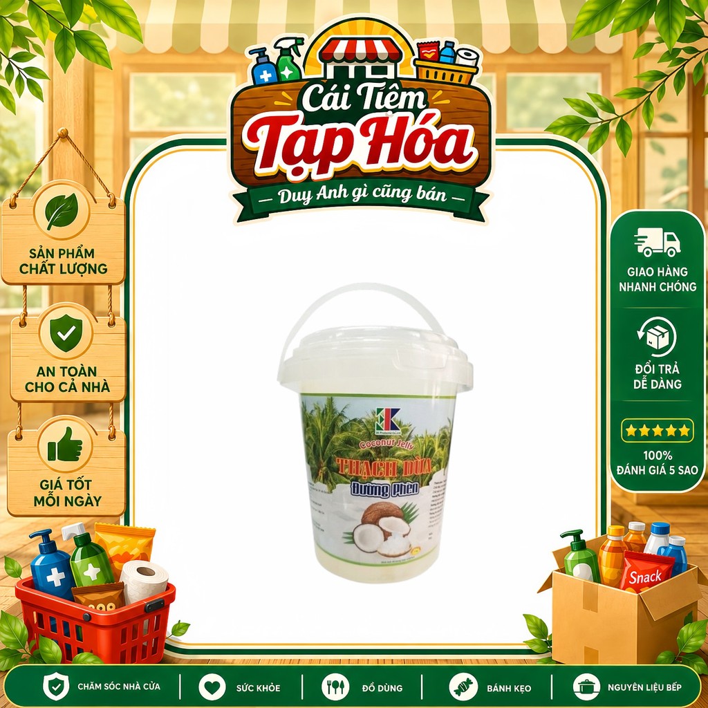 Thạch Dừa Đường Phèn 3K 1000g | Thạch Dừa Giòn Dai | Ăn Liền Giải Khát |