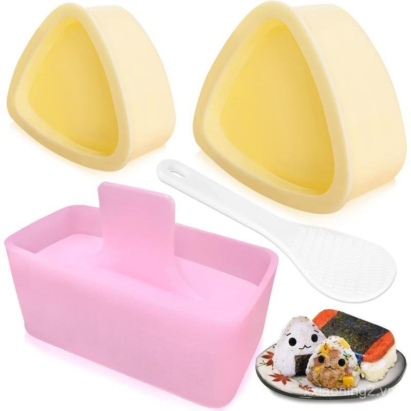 Khuôn Onigiri, 3 Gói Khuôn Cơm Musubi Maker Kit, Musubi Press Mold, Classic Triangle Rice Ball Mold 