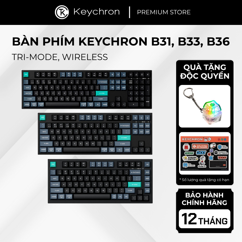 Bàn Phím Văn Phòng Keychron B31, B33, B36 Wireless Ultra Slim Full/TKL/75% Chính Hãng