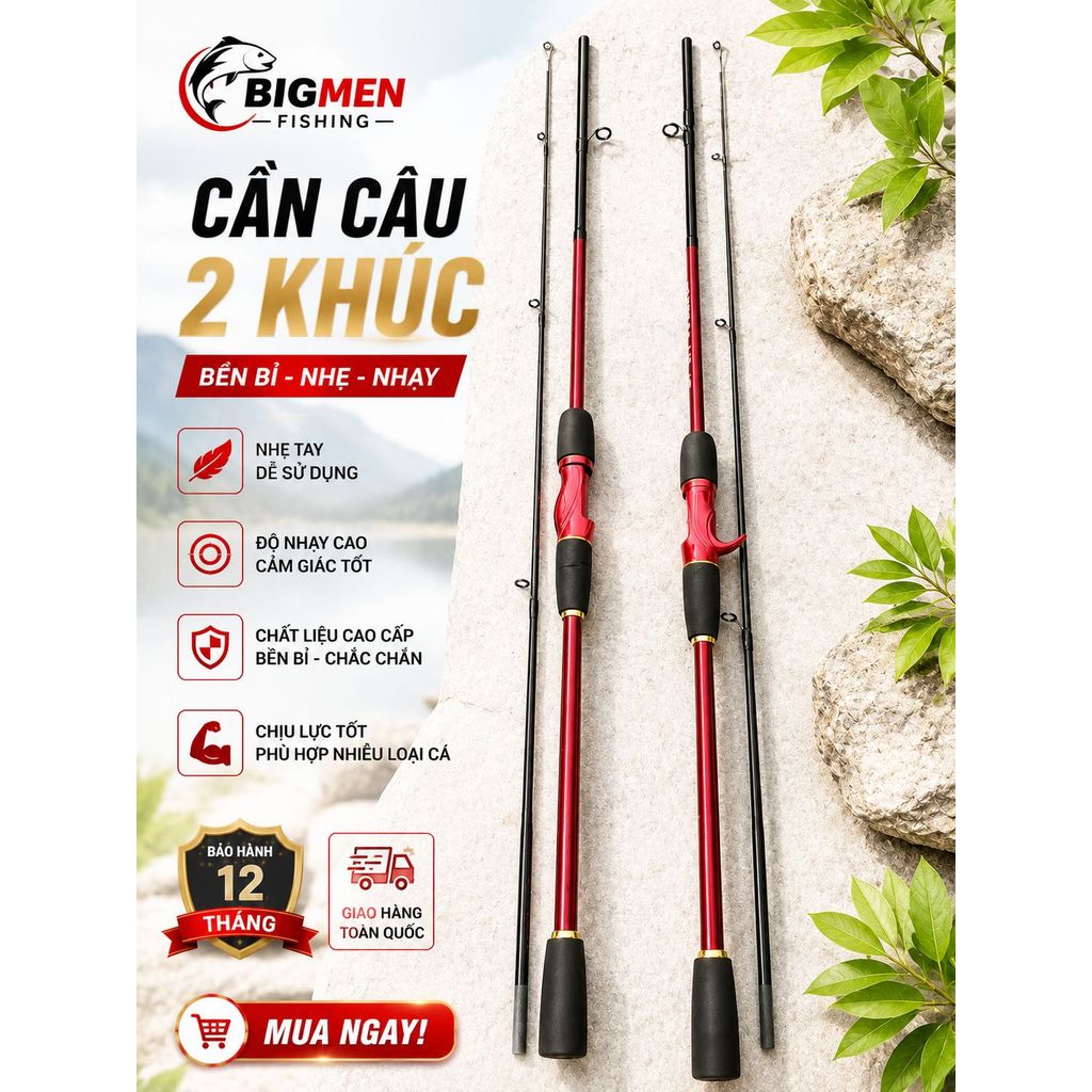 Cần Lure Viking Hỏa Thần Cứng M Giá Rẻ – Cần Câu Cá Lóc Chẽm, Ném Xa, Tải Khỏe