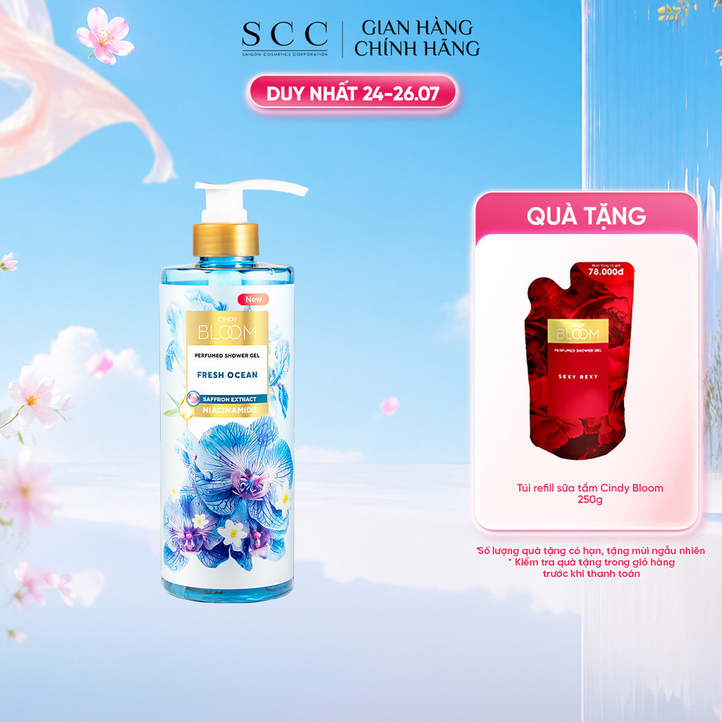 Sữa Tắm Nước Hoa CINDY BLOOM Fresh Ocean Hương Năng Động Trẻ Trung 640g