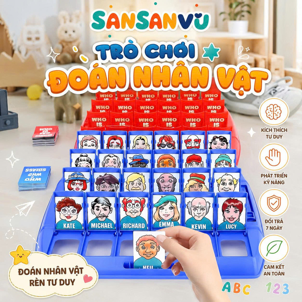 Bộ đồ chơi board game who is it kinh điển thú vị vui nhộn, bảng đoán nhân vật giúp bé rèn luyện trí 