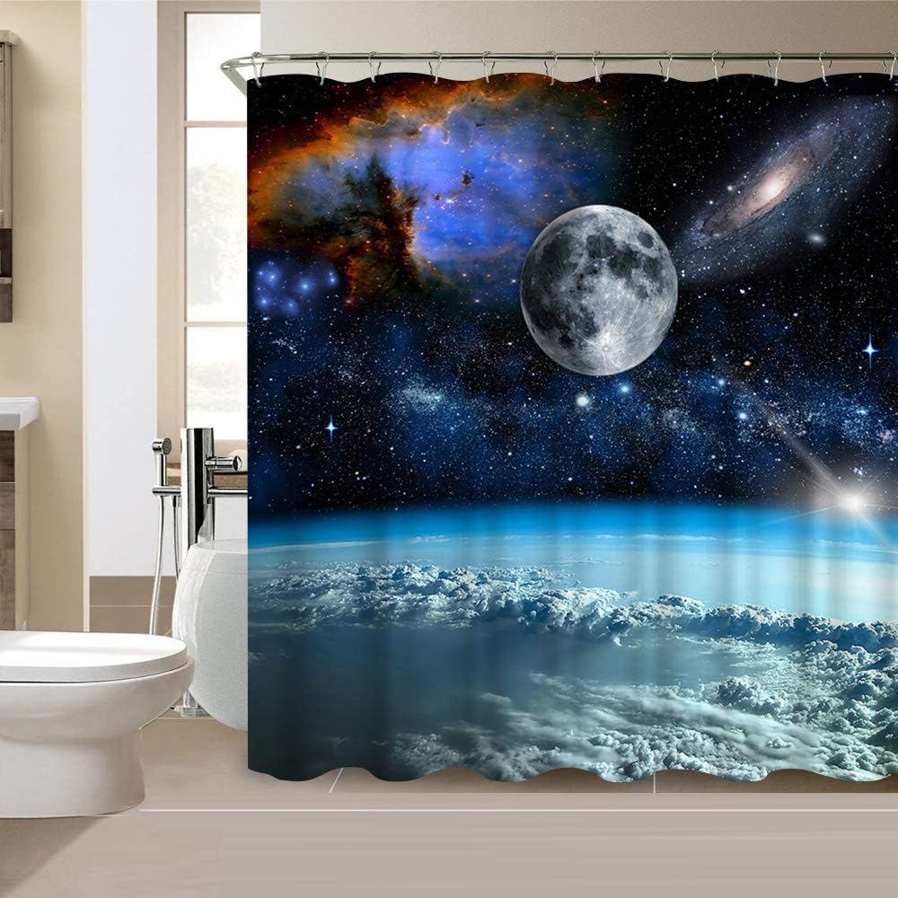 Rèm tắm vải không gian bên ngoài Galaxy Trang trí phòng tắm 72 x72 inch