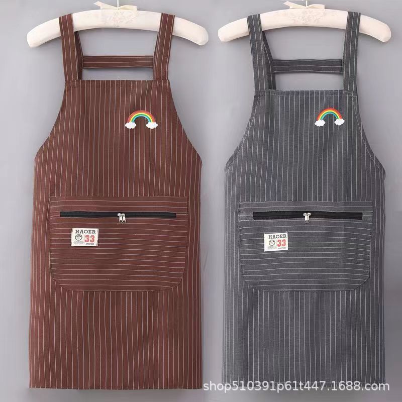 Preferred#Pure cotton fashionable breathable apron, young and beautiful kitchen oil-proof apron for 