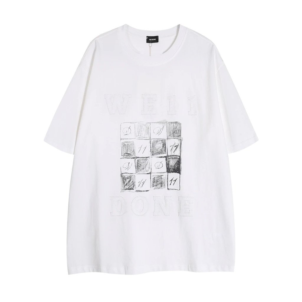 We we11done Patch Letter Rubik 's Cube High Street Wear Rời Nam Nữ Áo Thun Tay Ngắn
Sử dụng vải sợi 