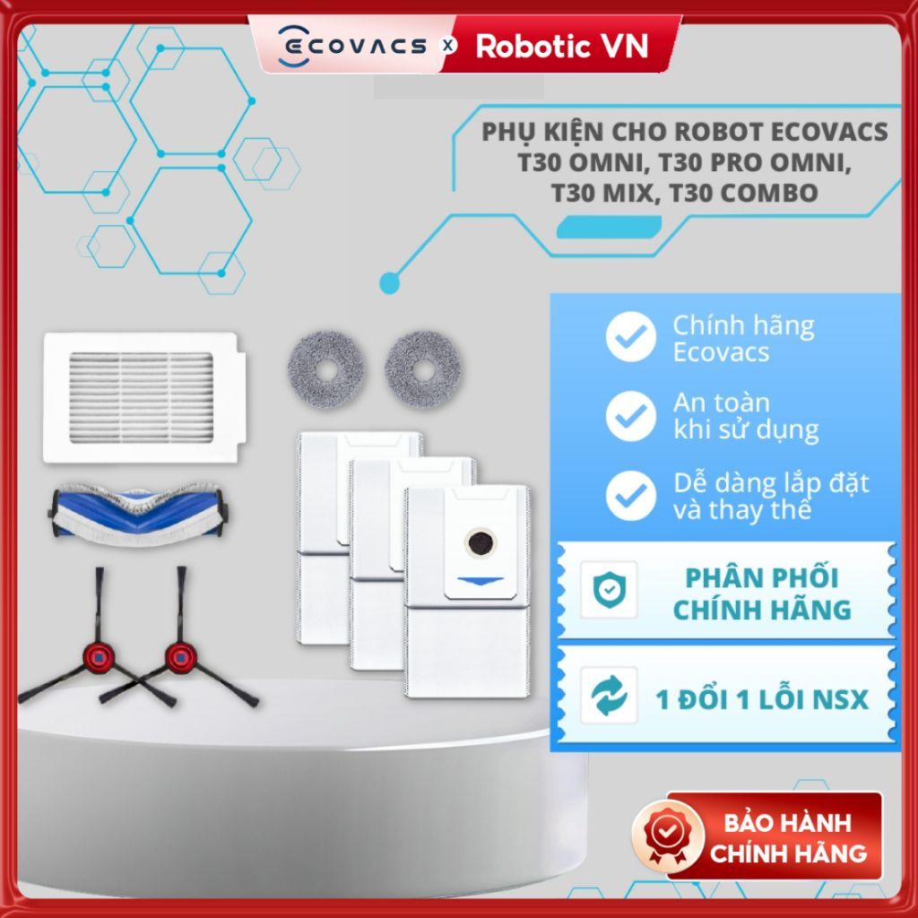 Phụ kiện cho Robot Ecovacs T30 OMNI, T30 PRO OMNI, T30 Mix, T30 Combo - Chính hãng