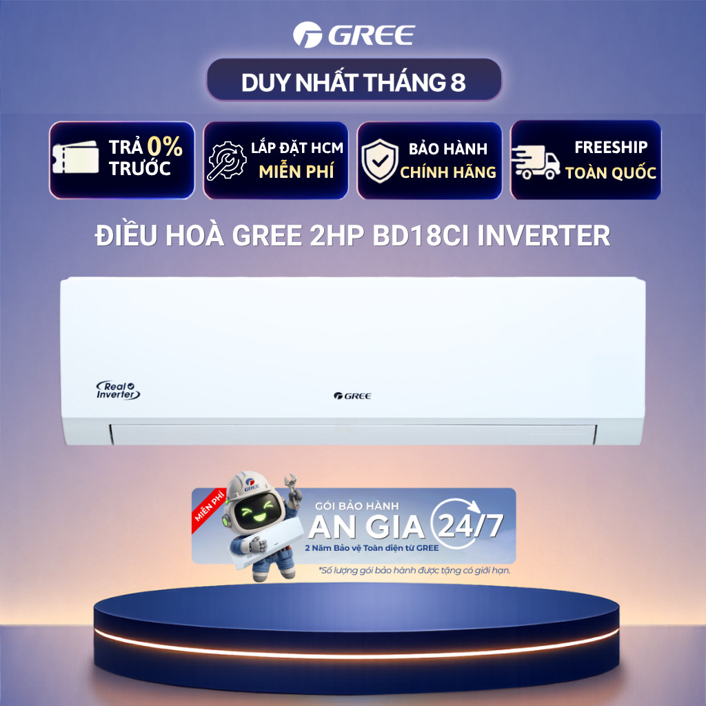[FreeShip + Lắp HCM 0Đ] Máy lạnh/ Điều Hòa Gree Inverter 2HP BD18CI (Black Diamond) | Bảo Hành Chính