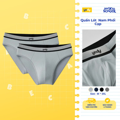 Combo 2 quần lót nam Yody tam giác phối cạp sọc co giãn kháng khuẩn MCUN26A004