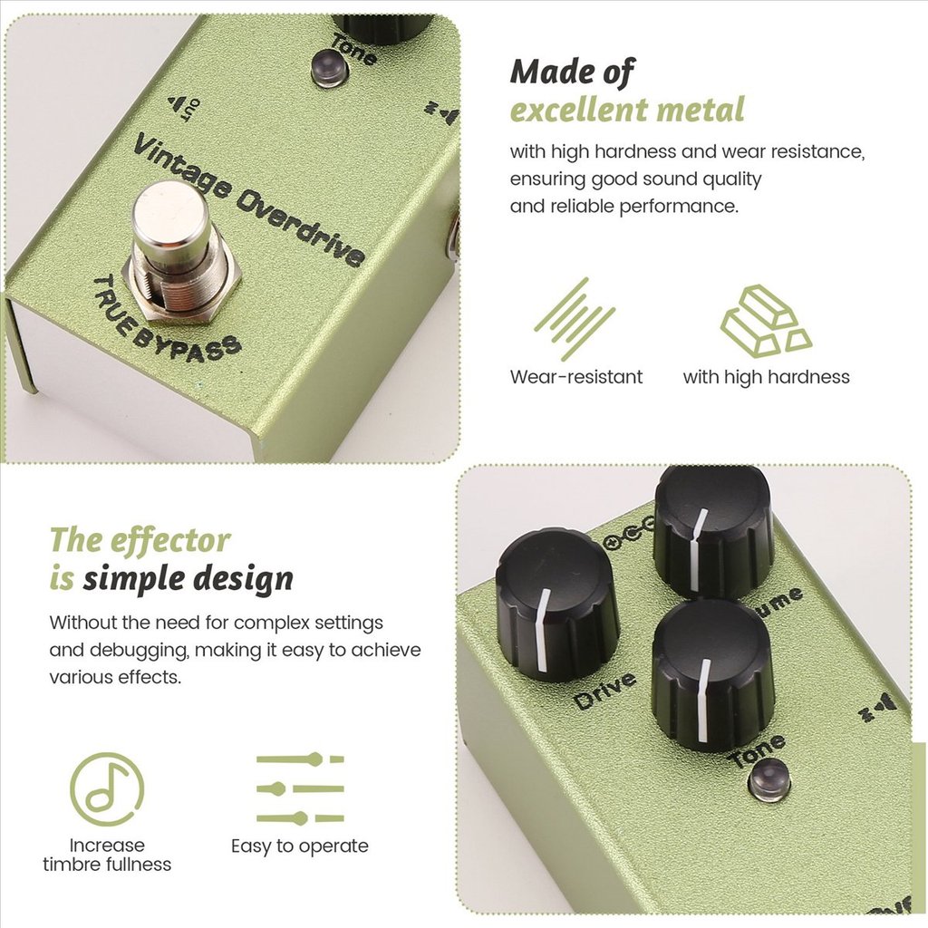 Bàn đạp hiệu ứng đàn guitar điện Mini Bàn đạp đàn guitar điện Vintage Overdrive cho đàn guitar điện