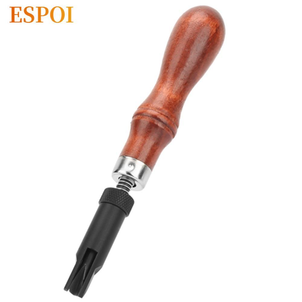 ESPOI Leather Grooving Gouge, Ergonomic Grip V Type Blade Push Groover Tool, Lưỡi dao có thể điều ch