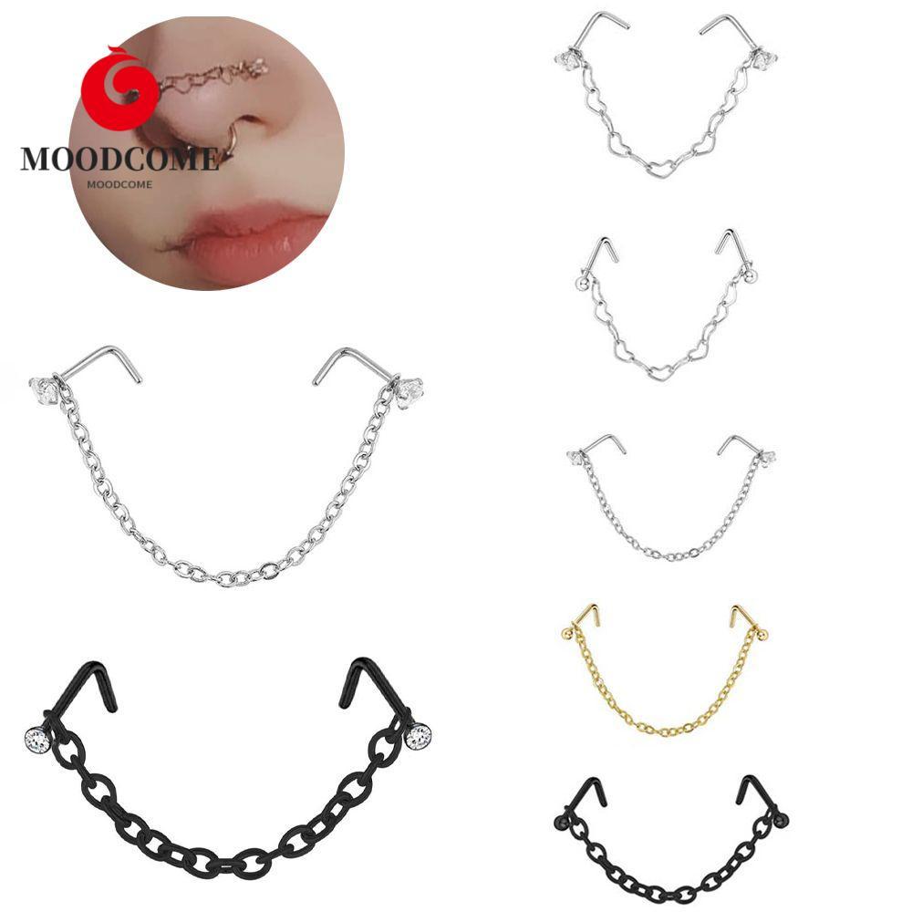 MOODCOME Mũi Xuyên Nhẫn Đảng Thanh Punk Kim Cương Giả Nostril Bóng Bông Tai Xuyên Septum Nhẫn Septum