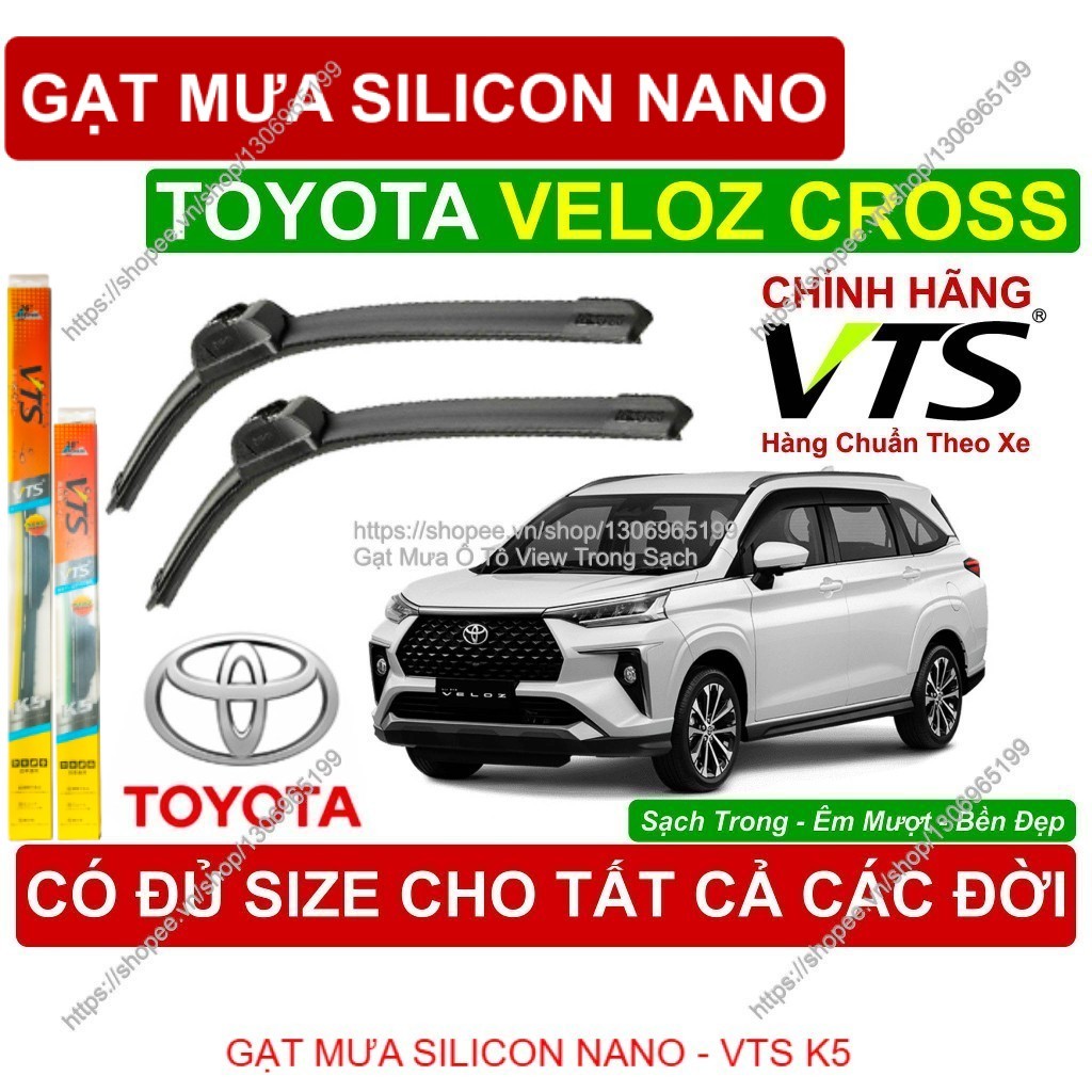 K5, Gạt Mưa VTS Kính Lái Toyota Veloz Cross, Cặp Gạt M.ưa Kính Lái Toyota Veloz Cross, C.ó Đủ Size  