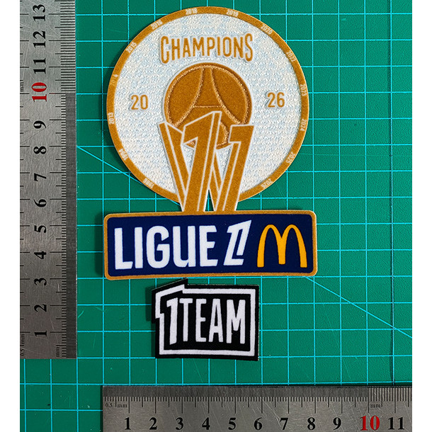 Bản vá bóng đá 丨 2026 Bộ huy hiệu vô địch Ligue 1 Áo vá áo chuyển nhiệt Flock (nhung)