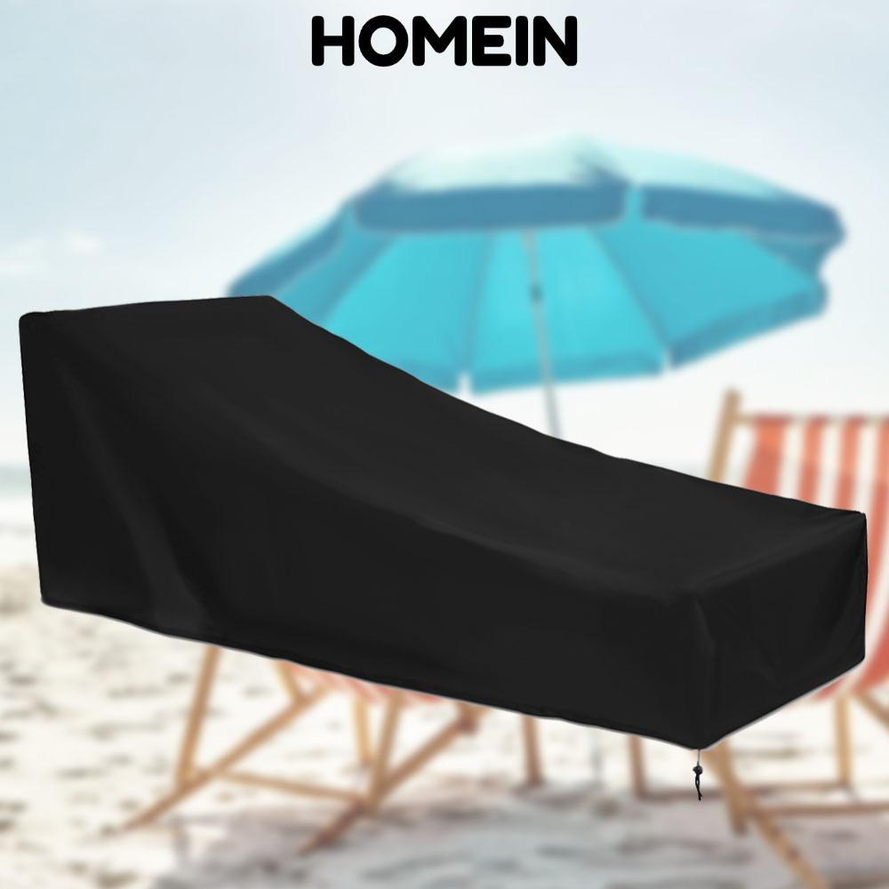 HOMEIN Chaise Lounge Ghế, Vải Gấp Chống Thấm Nước Chaise Lounge Cover, Bền Chống Bụi Đen Ngoài Trời 