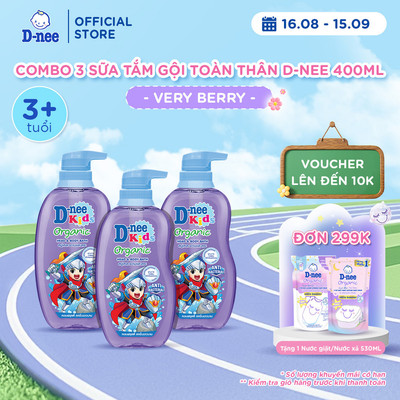 Combo 3 Tắm gội toàn thân trẻ em (>3 tuổi) D-nee 400 ML - Very Berry