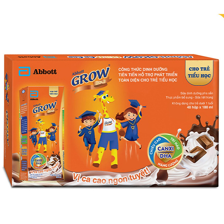 Thùng 48 Hộp sữa nước Abbott Grow Cacao Gold 180ml