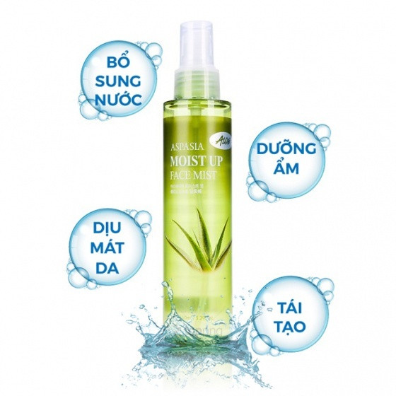 Xịt Khoáng ASPASIA Moist Up Face Mist - Xịt khoáng Nha Đam Apasia Dưỡng ẩm & Khóa nền hiệu quả