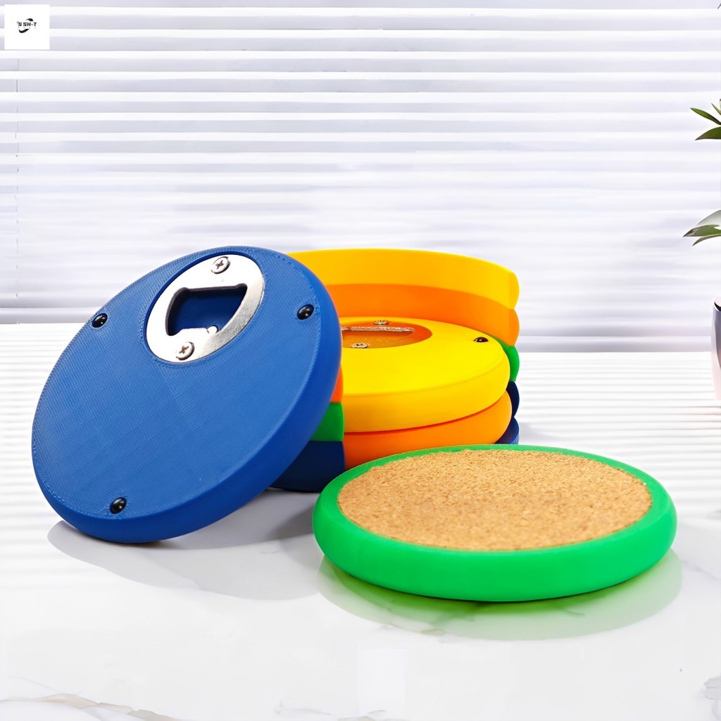 4 Chiếc 2 Trong 1 Di Động Bia Coaster Dụng Cụ Mở Đồ Uống Đế Lót Ly Với Dụng Cụ Mở Bằng Thép Không Gỉ