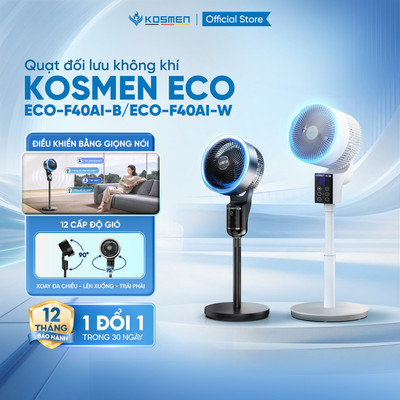 [KOL LIVE] Quạt đối lưu không khí Kosmen Eco, quạt điện thông minh điều khiển bằng giọng nói, 12 cấp độ gió ,quạt điện