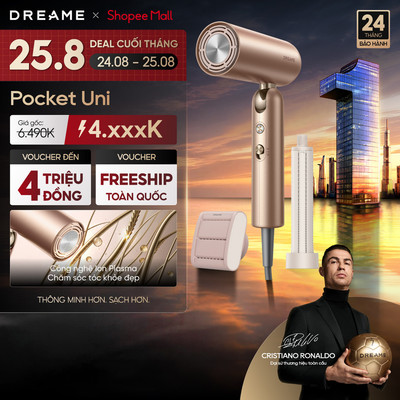 Dreame Pocket Uni AHD54 Máy sấy tóc ion plasma | tương thích điện áp toàn cầu | gấp gọn tích hợp tạo kiểu tóc | BH 24 th