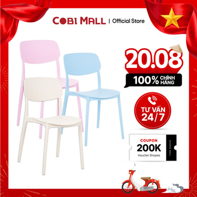 Ghế Nhựa Đúc Lưng Liền LF Cobihome Kiểu Dáng Tối Giản, Bền Đẹp, Ghế Cafe Sân Vườn Trong Nhà Ngoài Trời