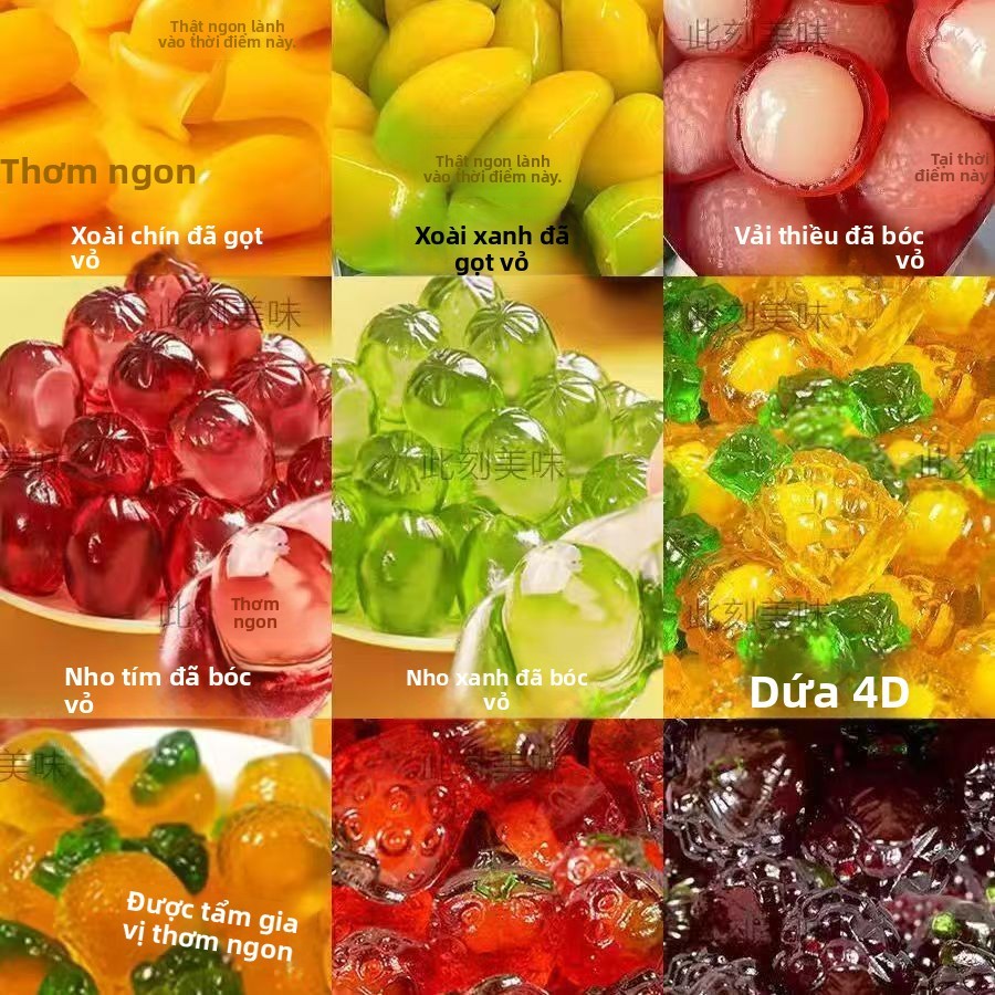 Kẹo dẻo bóc vỏ 4D nhân trái cây chảy thơm ngon kẹo tuổi thơ ăn vặt siêu hot