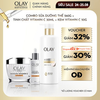[LIVE] CB Sữa Dưỡng Thể Sáng da Olay 260g + OLAY Luminous Super Serum VITAMINC 30ml + Luminous Kem Dưỡng Da VITAMINC 50G