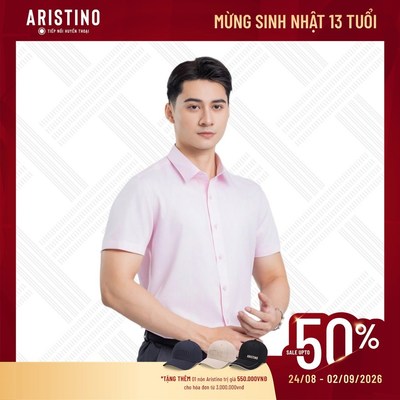 Áo sơ mi nam ngắn tay ARISTINO Slim fit, chất liệu tự nhiên thoáng mát, mềm mại  - ASS125AZ