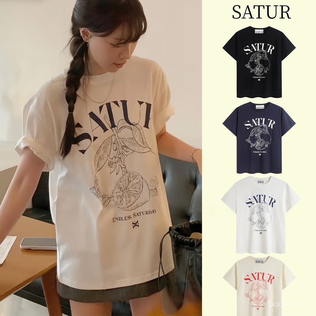 PBZG The same style worn by Gong Jun and Wen Guiying in Korea satur Lemon stripe large logo loose-fi