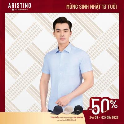 Áo Sơ Mi Tay Ngắn Trắng Nam Họa Tiết Aristino Perfect fit ASS033AS3
